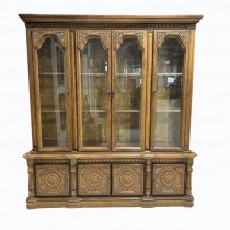 HUTCH-Vintage Carved Fruitwood w/(4) Doors & Light Inside