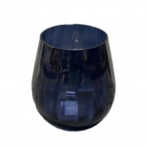 VASE-Navy Blue Short Teardrop Glass Vase
