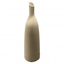 VASE-Textured Beige Ceramic Thin Neck Vase