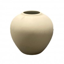 VASE-Textured Beige Ceramic Short Bud Vase