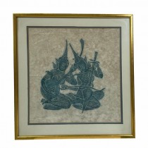 PRINT-Vintage Thai Temple Rubbing w/Goddess Musicians