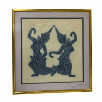 PRINT-Vintage Thai Temple Rubbing w/Goddess Dancers