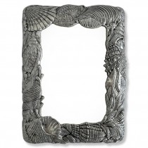 PICTURE FRAME-Silver Metal Cluster of Seashells