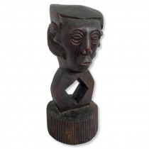 SCULPTURE-Vintage Wooden African Bust w/Diamond Shape