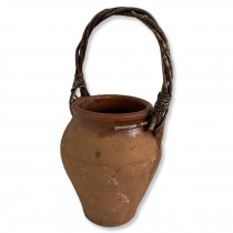 VASE-Terracotta Vase w/Twig Handle