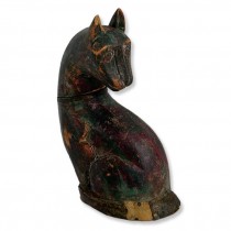 FIGURINE-Vintage Colored Wooden Panther Facing Backwards