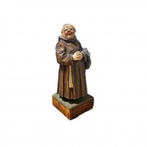 Sculpture-Carved Wooden Friar With Folded Hands