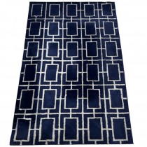 (57020926)RUG(5x8) Art Deco Geometric Rug |Navy & Silver