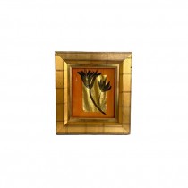 (LWCA0123)STENCIL ART-Black Tulips on Gold Foil