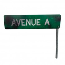 (83150200)SIGN-RAF Green Distressed "Avenue A" Street Sign on Short Pole