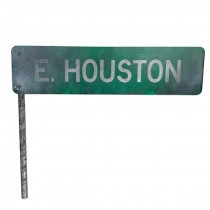 (83150201)SIGN-LAF Green Distressed "E. Houston" Street Sign on Short Pole