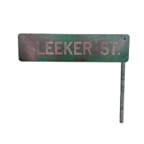 (83150203)SIGN-RAF Green Distressed "Bleeker St" Street Sign on Short Pole