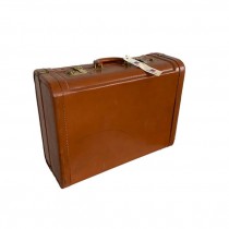 (64080303) SUITCASE-Vintage Faux Leather Brown Suitcase