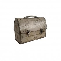 (25180017)LUNCH BOX-Vintage Distressed Beige Metal Box