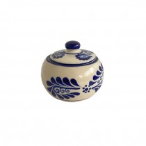 (72070157)JAR w/LID-Small Decorative Blue & White Moroccan Inspired Jar