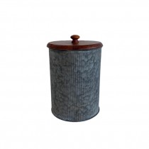 (25320133)CONTAINER w|Lid-Medium Metal Tin w|Wooden Top