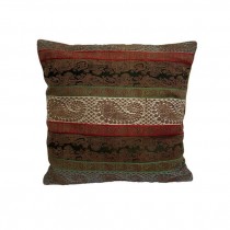 (50061158)THROW PILLOW-Multi-Colored Striped Paisley Pattern