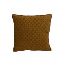 (50061160)THROW PILLOW-Brown Pillow w|Rust Orange Diamond Pattern & Cord Trim