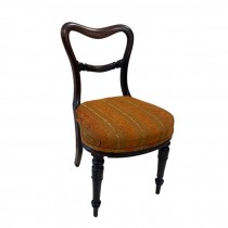 (40039073)SIDE CHAIR-Antique Victorian Balloon Back Chair w|Orange Seat Cushion