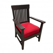 (40651024)ARM CHAIR-Dark Wood Mission Chair w|Red Cushion