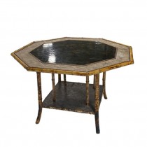 (40890189)HALL TABLE-Bamboo Octogon w|Lacquer Inlay & Relief Boarder