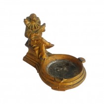 (52020061)ASHTRAY-Vintage Bronze Art Deco Harlequin Jester Ashtray