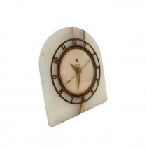 (50070037)CLOCK-Vintage Art Deco White Onyx Mantle Clock