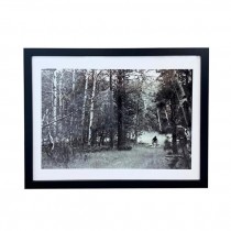 (HDEW0109)FRAMED PHOTOGRAPHY-Blk/Wht Photo-Man Drumming in Forest