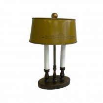 (60161894)TABLE LAMP-Vintage French Style Oval Base w|Double Candle Light & Yellow Shade