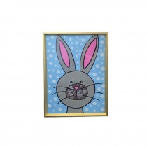 (8521PJ29)FRAMED ART-Polka Bunny Grey & Blue