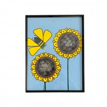 (8521PJ37)FRAMED ART-Pair ofSunflowers | Bee |Black Frame