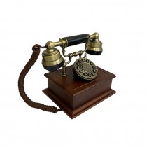 (52315313)TELEPHONE-Antique European Style Faux Wood/Blk & Brass Phone