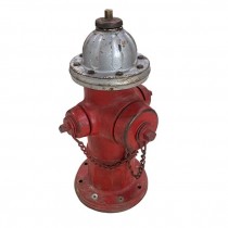 (48000012)FIRE HYDRANT-Authentic Red w|Chrome Top Fire Hydrant
