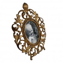 (52200445)PICTURE FRAME-Antique Round Ornate Brass Frame