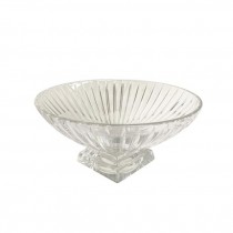 (25677077)DECORATIVE BOWL-Glass Ribbed Bowl on Pedestal