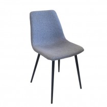 (40039075)SIDE CHAIR-MCM Gray Fabric Scoop Chair w|Black Matte Legs