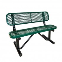 (40707607)PARK BENCH-Outdoor Steel Green Bench w|Backrest