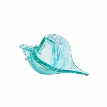 (Birdy0928)FIGURINE-Light Blue|White Glass Conch Shell