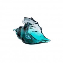(Birdy0929)FIGURINE-Teal w|Gold Specks Glass Conch Shell