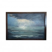 (LWCA0138)CLEARED ART-Landscape of Boats in Ocean Storm