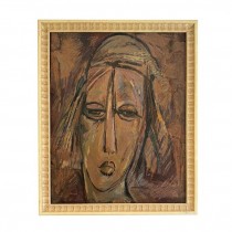 (LWCA0141)CLEARED ART-Sketch of Woman's Face on Brown Background