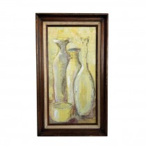 (LWCA0142)CLEARED ART-(4) Assorted Vases on Yellow Background