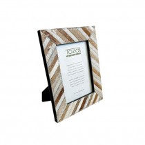 (52200451)PICTURE FRAME-Neutral Farmhouse Cowhide Stripe