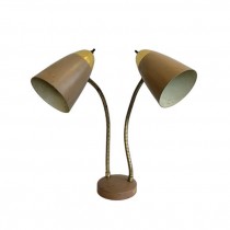 (60161895)DESK LAMP-Vintage Double Gooseneck Beige w/Gold Table Lamp
