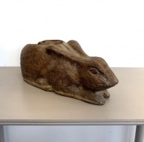 Carved Wooden Bunny Rabbit Planter