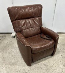 Distressed Brown Leather Recliner