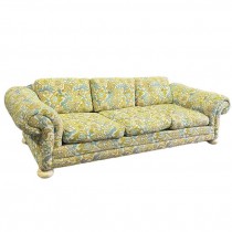 SOFA-Multi-Colored Paisley Sofa w|Tufted Back & Curled Arm Rest