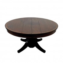 DINING TABLE-English Style Mahogany Inlay Veneer Expandable Round Table