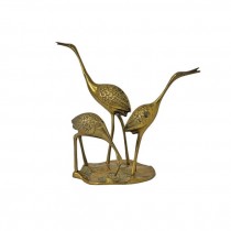 (52170145)FIGURINE-Brass Scuplture-3 Cranes