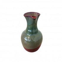 (52571079)VASE-Vintage Blue/Green/Purple Ceramic Vase w|Scalloped Top
